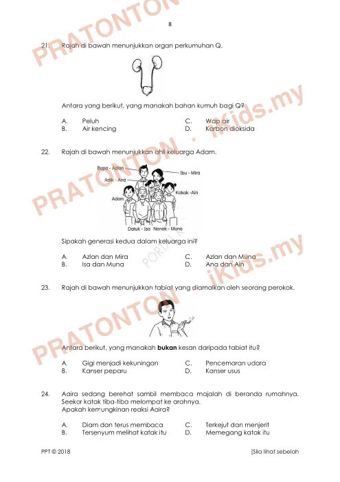 Pratonton muka 8 lembaran Soalan Sains — Sains Tahun 4