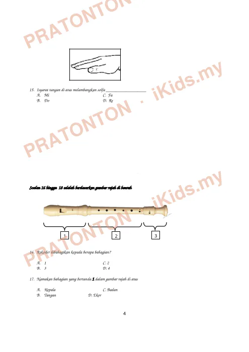 Pratonton muka 4 lembaran Soalan Seni Visual 3 — Pendidikan Kesenian Tahun 4