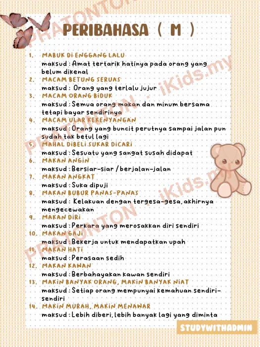 Pratonton muka 1 lembaran Studywithadmin — Bahasa Melayu Tahun 1