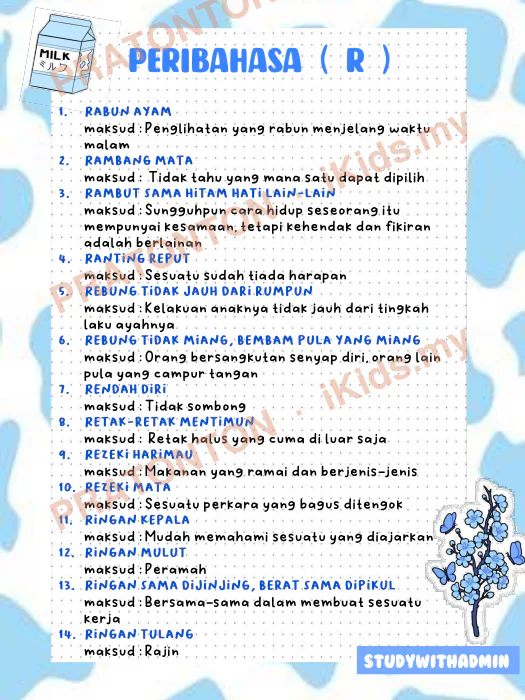 Pratonton muka 1 lembaran Studywithadmin — Bahasa Melayu Tahun 1