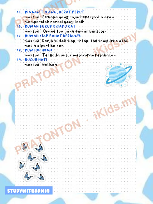 Pratonton muka 2 lembaran Studywithadmin — Bahasa Melayu Tahun 1