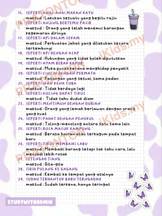 Pratonton muka 2 lembaran Studywithadmin — Bahasa Melayu Tahun 1