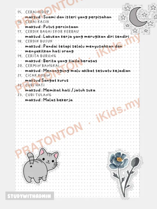 Pratonton muka 2 lembaran Studywithadmin — Bahasa Melayu Tahun 1