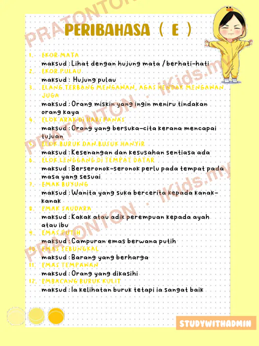 Pratonton muka 1 lembaran Studywithadmin — Bahasa Melayu Tahun 1