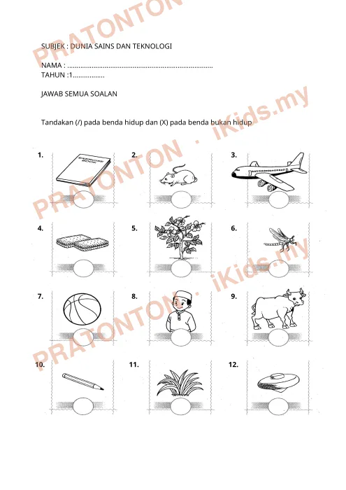 Pratonton muka 1 lembaran SUBJEK : DUNIA SAINS DAN TEKNOLOGI — Sains Tahun 1