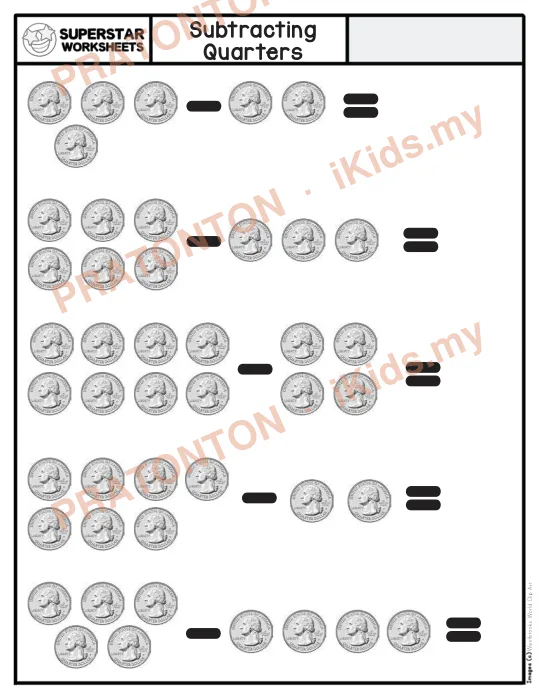 Pratonton muka 1 lembaran Subtracting — Matematik Tahun 1