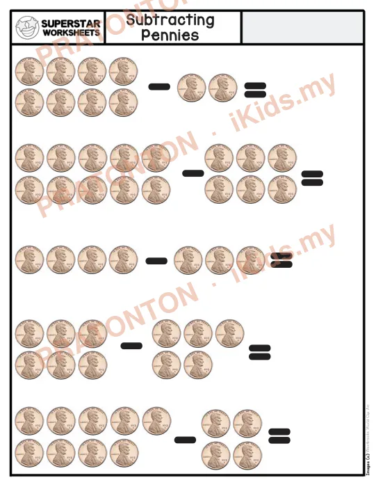 Pratonton muka 1 lembaran Subtracting — Matematik Tahun 1
