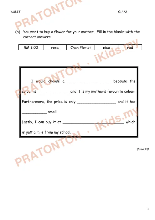 Pratonton muka 3 lembaran SULIT — Bahasa Inggeris Tahun 2