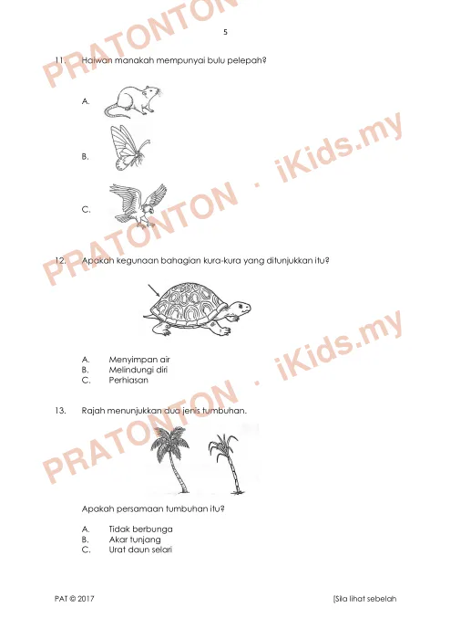Pratonton muka 5 lembaran SULIT — Sains Tahun 1