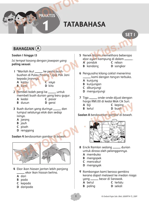 Pratonton muka 1 lembaran Tatabahasa Bahasa Melayu — Bahasa Melayu Tahun 4