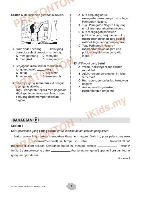 Pratonton muka 8 lembaran Tatabahasa Bahasa Melayu — Bahasa Melayu Tahun 4