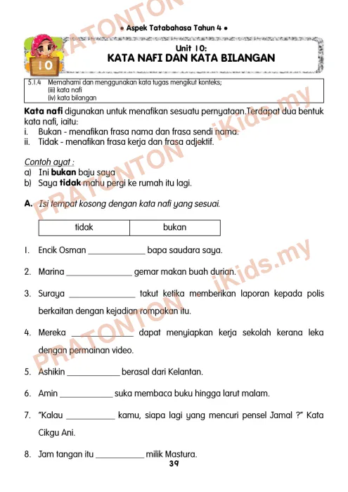 Pratonton muka 42 lembaran Tatabahasa Bahasa Melayu — Bahasa Melayu Tahun 4