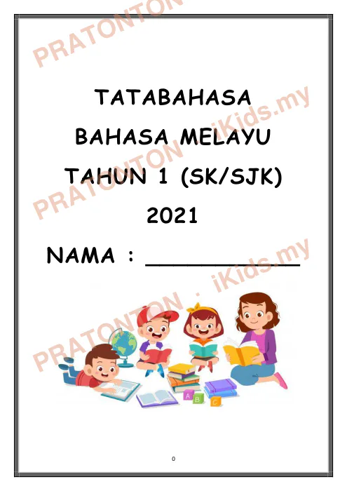 Pratonton muka 1 lembaran TATABAHASA — Bahasa Melayu Tahun 1