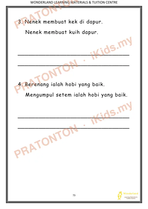 Pratonton muka 72 lembaran TATABAHASA — Bahasa Melayu Tahun 1