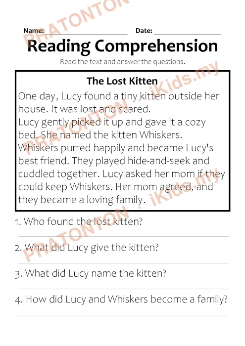 Pratonton muka 1 lembaran The Lost Kitten — Bahasa Inggeris Tahun 2