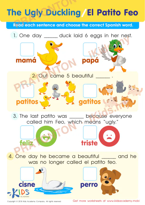 Pratonton muka 1 lembaran The Ugly Duckling / El Patito Feo — Bahasa Inggeris Tahun 2