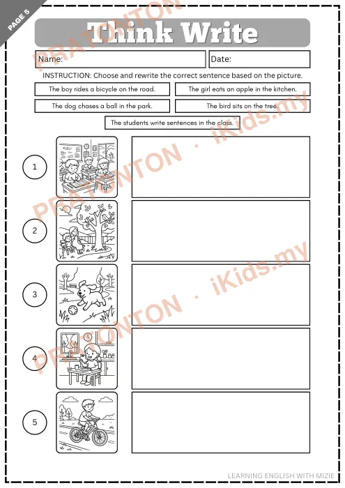 Pratonton muka 5 lembaran Think — Bahasa Inggeris Tahun 1