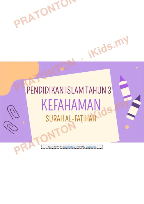 Pratonton muka 1 lembaran Tilawah Pendidikan Islam 5 — Pendidikan Islam Tahun 3
