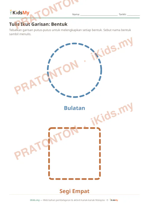 Pratonton muka 1 lembaran Tulis Ikut Garisan: Bentuk — Motor/Pra-tulisan Anak Istimewa