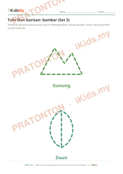 Pratonton muka 1 lembaran Tulis Ikut Garisan: Gambar (Set 3) — Motor/Pra-tulisan Anak Istimewa