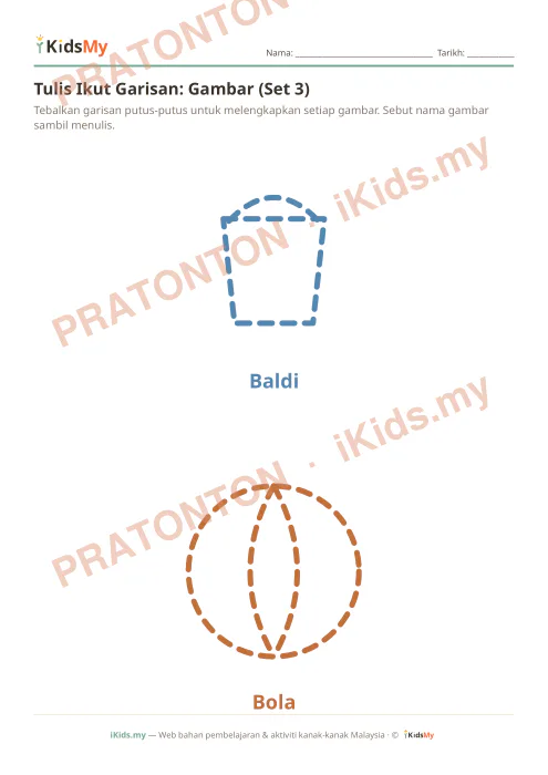 Pratonton muka 2 lembaran Tulis Ikut Garisan: Gambar (Set 3) — Motor/Pra-tulisan Anak Istimewa