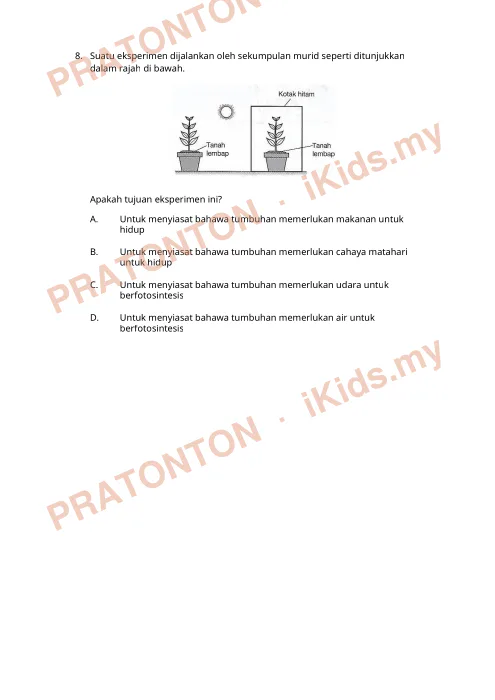 Pratonton muka 4 lembaran Tumbuhan — Sains Tahun 4