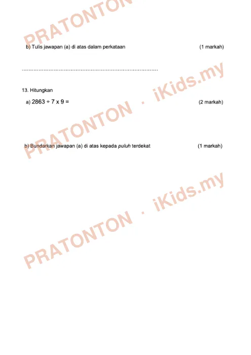 Pratonton muka 3 lembaran UASA Matematik Set 2 — Matematik Tahun 4