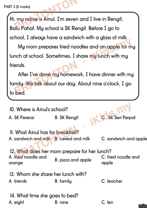 Pratonton muka 4 lembaran UJIAN AKHIR SESI AKADEMIK — Bahasa Inggeris Tahun 1