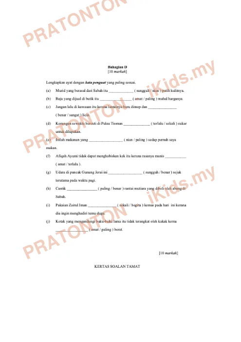 Pratonton muka 1 lembaran Ujian Akhir Sesi Akademik — Bahasa Melayu Tahun 5 — Bahasa Melayu Tahun 5