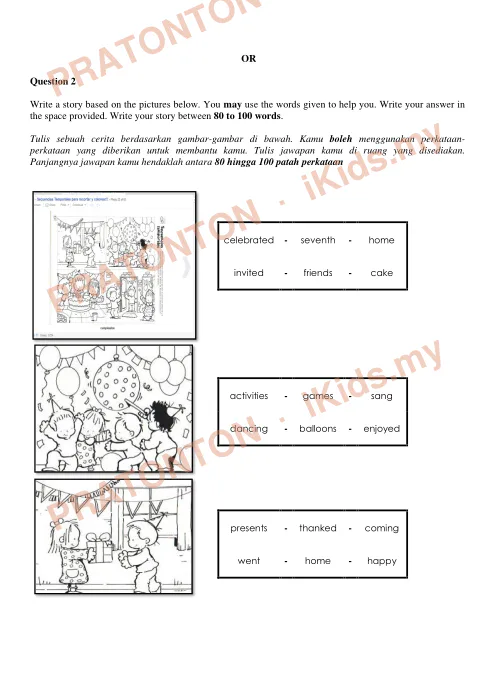 Pratonton muka 2 lembaran Ujian Akhir Tahun KSSR — Bahasa Inggeris Tahun 5 Penulisan (Set 3) — Bahasa Inggeris Tahun 5