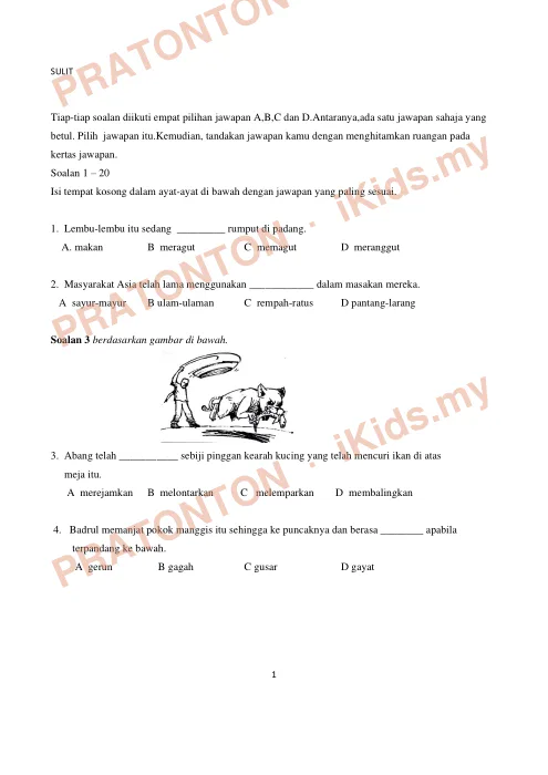 Pratonton muka 1 lembaran Ujian Akhir Tahun KSSR — Bahasa Melayu Tahun 5 Pemahaman (Set 2, Versi B) — Bahasa Melayu Tahun 5