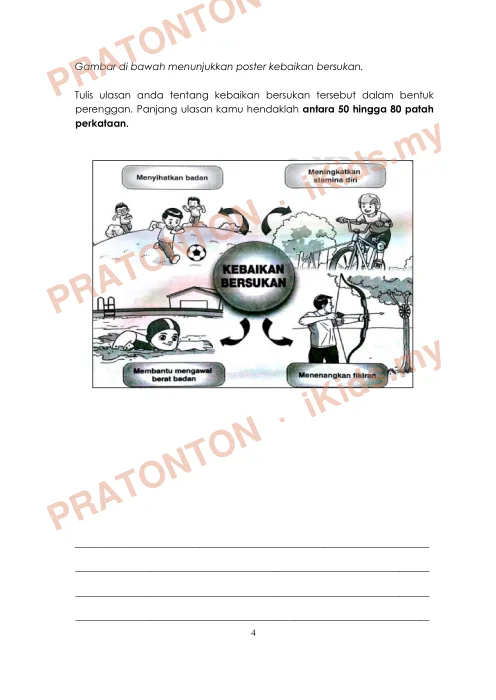 Pratonton muka 4 lembaran Ujian Akhir Tahun KSSR — Bahasa Melayu Tahun 5 Penulisan (Set 3) — Bahasa Melayu Tahun 5