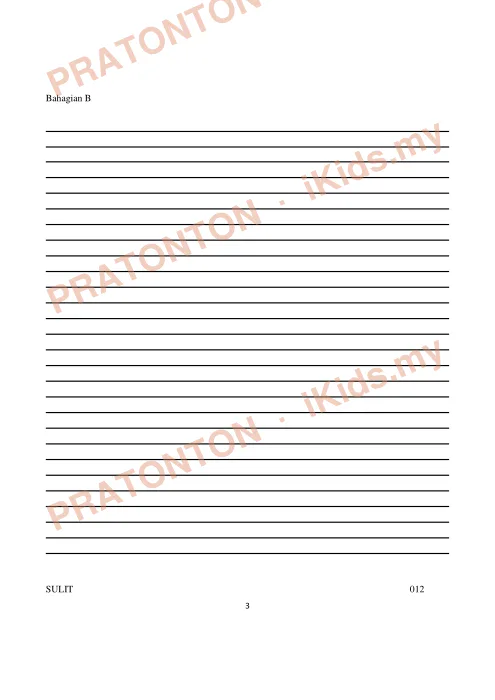 Pratonton muka 3 lembaran Ujian Akhir Tahun KSSR — Bahasa Melayu Tahun 5 Penulisan (Set 5) — Bahasa Melayu Tahun 5