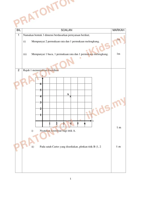 Pratonton muka 1 lembaran Ujian Akhir Tahun KSSR — Matematik Tahun 5 Kertas 2 (Set 4, Versi A) — Matematik Tahun 5