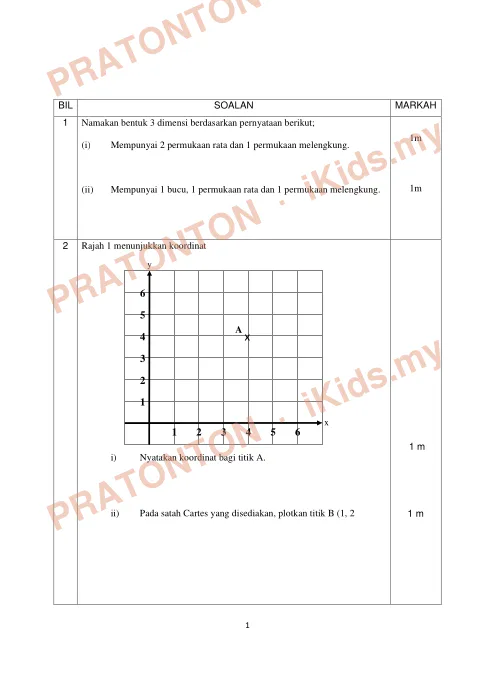 Pratonton muka 1 lembaran Ujian Akhir Tahun KSSR — Matematik Tahun 5 Kertas 2 (Set 4, Versi B) — Matematik Tahun 5