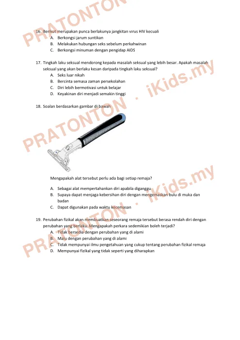 Pratonton muka 4 lembaran Ujian Akhir Tahun KSSR — Pendidikan Kesihatan Tahun 6 (Set 3) — Pendidikan Kesihatan Tahun 6