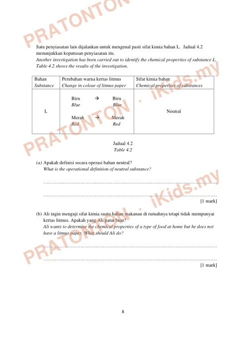 Pratonton muka 8 lembaran Ujian Akhir Tahun KSSR — Sains Tahun 5 Kertas 2 (Set 2) — Sains Tahun 5