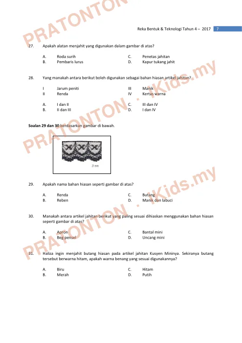 Pratonton muka 7 lembaran Ujian Akhir Tahun KSSR Tahun 4 RBT Set3 — Matematik Tahun 4