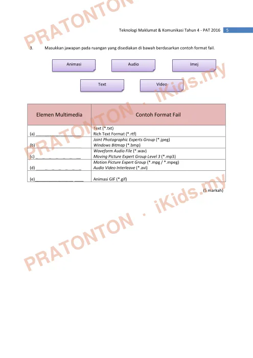 Pratonton muka 5 lembaran Ujian Akhir Tahun KSSR Tahun 4 TMK Set2 — Matematik Tahun 4