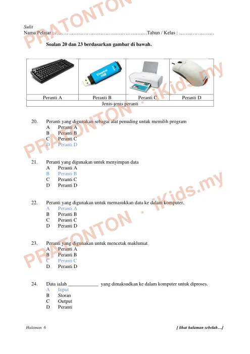 Pratonton muka 6 lembaran Ujian Akhir Tahun KSSR Tahun 4 TMK Set4 — Matematik Tahun 4