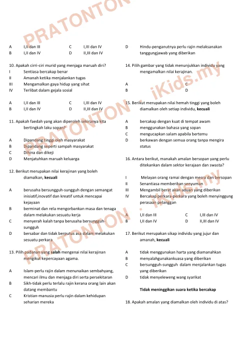 Pratonton muka 2 lembaran Ujian Akhir Tahun KSSR Tahun 6 Pendidikan Moral Set 3 — Pendidikan Moral Tahun 6