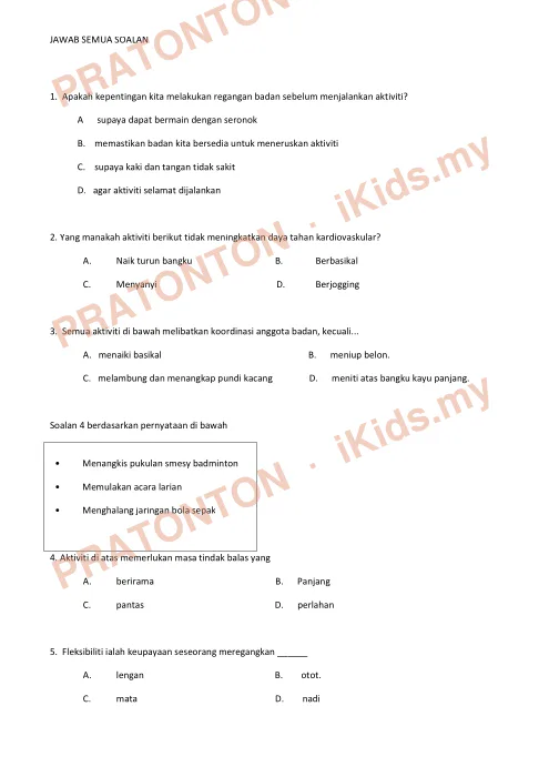 Pratonton muka 1 lembaran Ujian Akhir Tahun Pendidikan Kesihatan 20 — Pendidikan Kesihatan Tahun 4