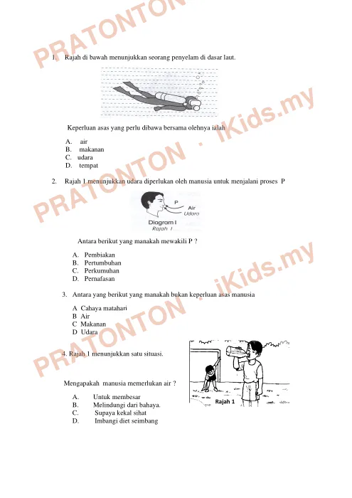 Pratonton muka 1 lembaran Ujian Akhir Tahun Sains 2 — Sains Tahun 4