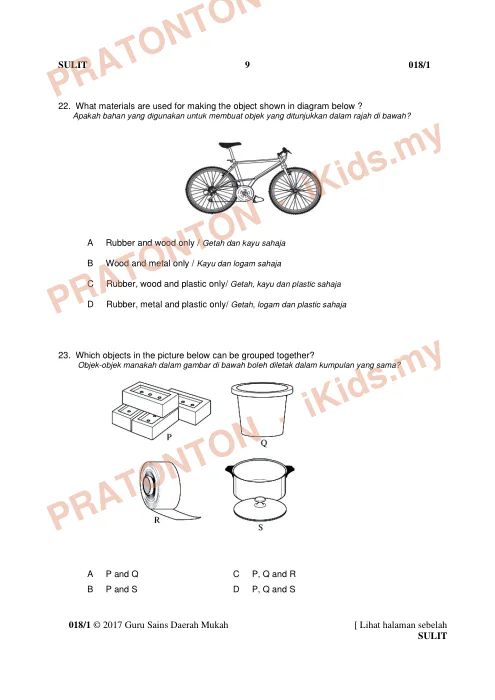 Pratonton muka 9 lembaran Ujian Akhir Tahun Sains 3 — Sains Tahun 4