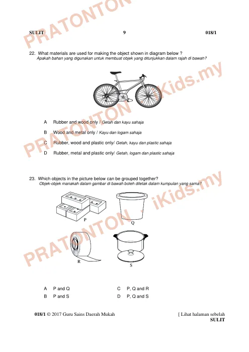 Pratonton muka 9 lembaran Ujian Akhir Tahun Sains 4 — Sains Tahun 4