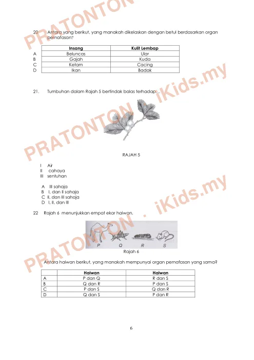 Pratonton muka 6 lembaran Ujian Akhir Tahun Sains 5 — Sains Tahun 4