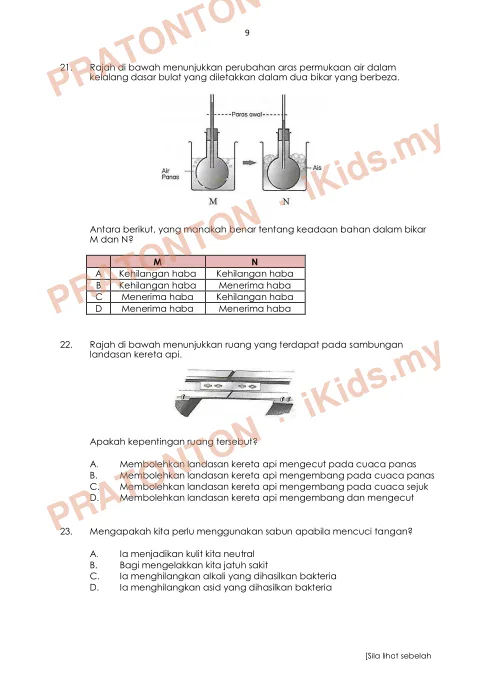 Pratonton muka 9 lembaran Ujian Akhir Tahun — Sains Tahun 5 Kertas 1 — Sains Tahun 5