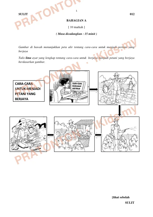 Pratonton muka 1 lembaran Ujian AR 3 2016 — Bahasa Melayu Penulisan — Bahasa Melayu Tahun 6