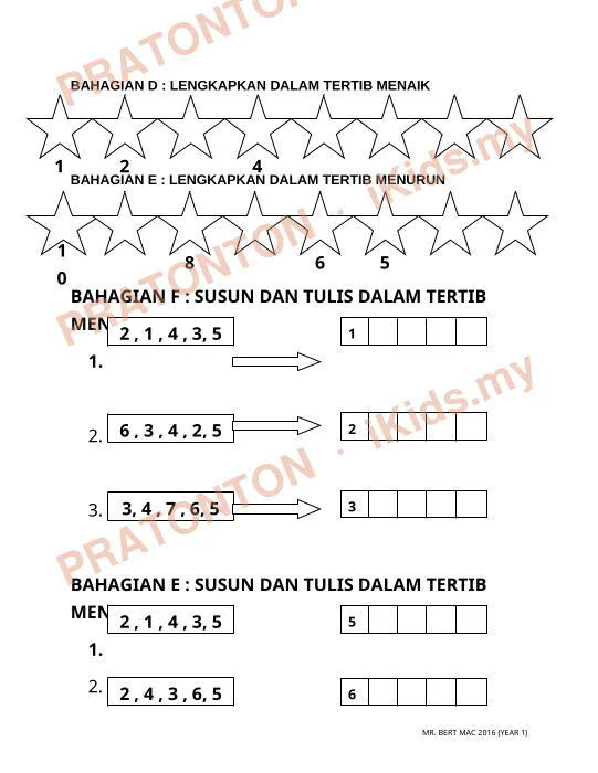 Pratonton muka 4 lembaran UJIAN BULAN MAC 2016 — Matematik Tahun 1
