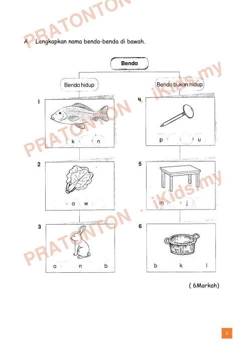 Pratonton muka 5 lembaran UJIAN BULAN MAC 2018 — Sains Tahun 1
